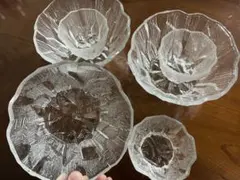 透明ガラス ボウルとカップ3個セット