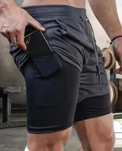 【スポーツショーツ】新品・XLサイズ《ダークグレー》速乾ドライ■トレーニング