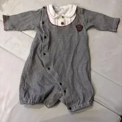 千鳥格子柄　コットンロンパース 50-70cm
