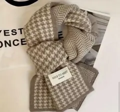 ストール　千鳥格子　マフラー　大判 ベージュ　スカーフ　韓国