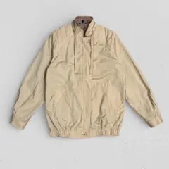 ベージュ スタンドカラージャケット 裏チェック ブルゾン 古着