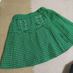 緑×黒チェックがかわいい　JENNI LOVE プリーツスカート　リボン