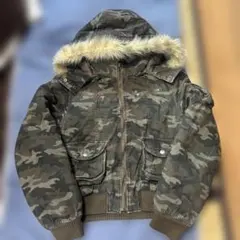 Y2K N2B 短丈 ボンバー フライトジャケット コットン 鬼ファーフード