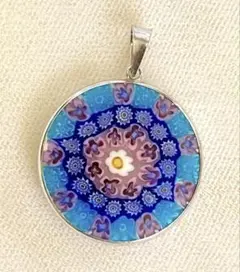 ベネチアンガラス ミルフィオリ ペンダントトップ 直径1.6cm 金枠