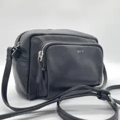 【極美品】アニエスベー　アンジェル　ショルダーバッグ　シルバー金具　レザー　黒