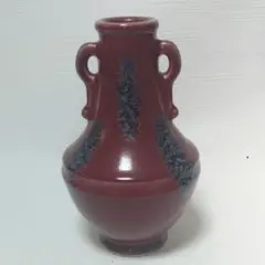 辰砂花瓶　小原流　辰砂耳付花瓶　生花　花器　華道　茶道具　ア13