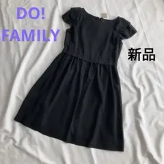 新品 ドゥファミリー 膝丈 ワンピース ブラック M シフォン 冠婚葬祭 半袖