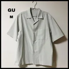 【GU】 オープンカラーシャツ 半袖 グレー L メンズ 無地 シンプル
