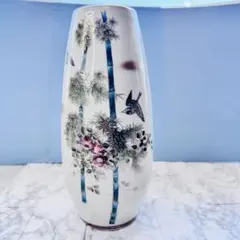 【極美品】九谷焼 飾壺 大型花瓶 25cm 金彩花鳥図 骨董 古美術 縁起物