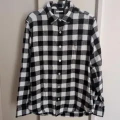 黒と白のチェック Mサイズ ネルシャツ