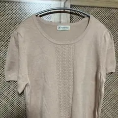 Aylesbury アリスバーリー 半袖ニット ケーブル編み ピンク Lサイズ