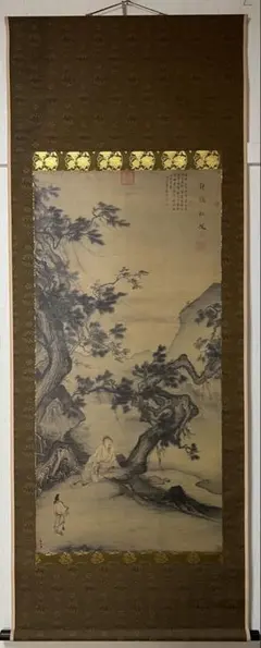 時代年代物 掛軸 水墨画 在銘 松に双鶴 日本画 - メルカリ