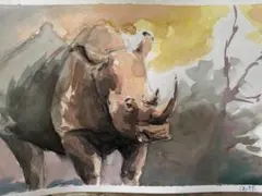 水彩画　サイ　原画