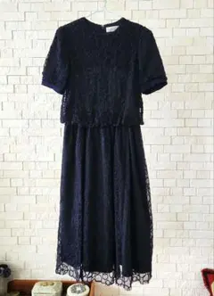 極美品✨セルフォード ひざ丈ワンピース 総レース ペイズリー Aライン