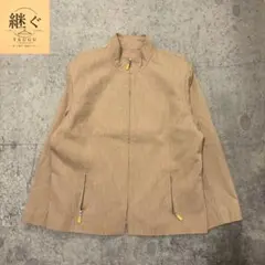 vintage 00s ノーカラージャケット ベージュ ジップアップ　Mサイズ