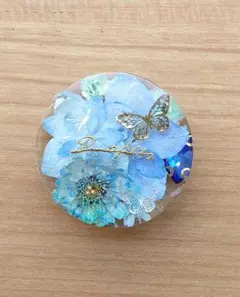 ハンドメイド レジン ヘアゴム ブルー ドライフラワー - メルカリ