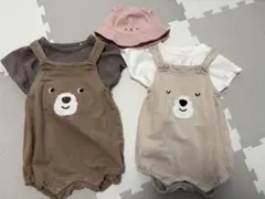 クマの顔ロンパース・カバーオールセット