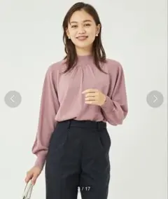 green label relaxing ピンクニットプルオーバー