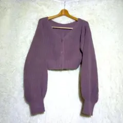GRL グレイル【L】レディース クロップド カーディガン Vネック パープル系