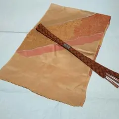 オレンジ　帯締め&帯揚げセット　丹後ちりめん　平紐並尺　めいくやまと　和装小物