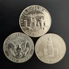 アメリカ建国200周年記念】ケネディ ハーフダラー 50セント硬貨 3枚