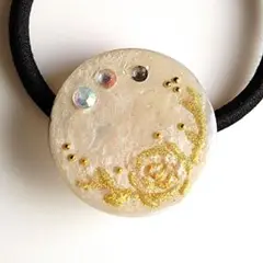 ヘアゴム レジン 手描き ローズ 652