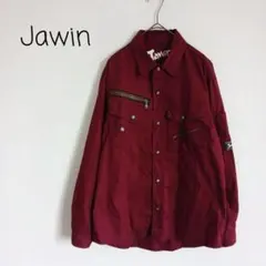 Jawin 自重堂 長袖シャツ 作業着 ワークウェア マルチポケット ワイン色のサムネイル