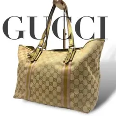 良品 4138 GUCCI グッチ トートバッグ シェリーライン キャンバス