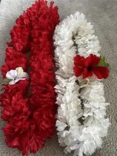 フラダンス レイ 赤 白セット