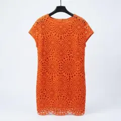 ADORE アドーア カレイドスコープ 総レースワンピース 38 オレンジ　半袖 ADORE アドーア カレイドスコープ 総レースワンピース 38 オレンジ