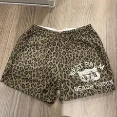 120 デニムダンガリー　ヒョウ柄　ショートパンツ