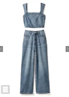 GRL ビスチェXワイドパンツデニムセットアップ[gm604]