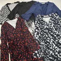 ロング丈カシュクール ラップワンピース ドレス 5点セット まとめ売り
