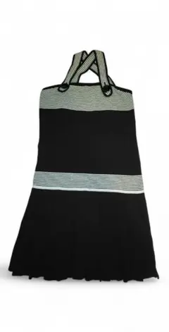 未使用　ミッシュマッシュ　ノースリーブニットプリーツワンピース　M　ブラック