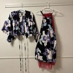 花柄浴衣ドレスとカーディガンセット