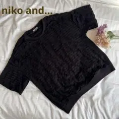 NIKO AND... フリフリルーズ半袖プルオーバー　ブラック　Mサイズ