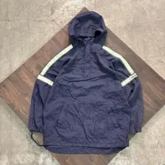 8LA1 OLD NAVY アノラックパーカー　ネイビー　ロゴ刺繍　古着usedのサムネイル