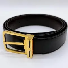 【美品】CELINE セリーヌ マカダム ベルト ゴールド ブラック イタリア製 CELINE ベルト 85 U-NE-0251 ブラック ゴールド レザー
