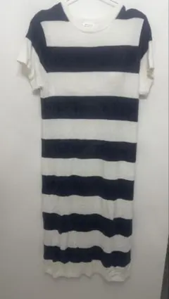 ジェラートピケ カップ付き 半袖 ボーダー ワンピース