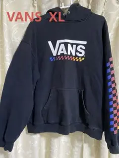 VANS チェック柄ロゴ フード付きパーカー