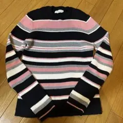 earth 長袖セーター M ネイビー ピンク