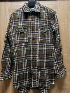 ブラウン チェック柄 ネルシャツ 長袖