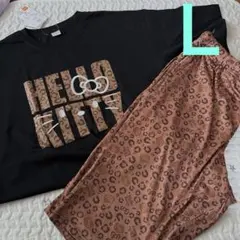 新品　ひょう柄　キティちゃん　セットアップ　パジャマ　Ｌ