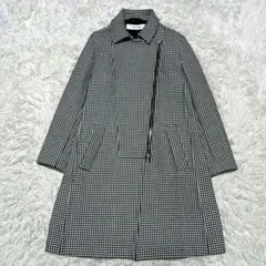 マックスマーラ　ライダースロングコート　フロントジップ　千鳥格子　42　チェック