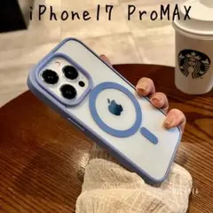 iPhone17ProMax ケース ブルー クリア ワイヤレス充電 シンプル