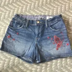 【Gap kids1969】デニムショートパンツ 蝶の刺繍