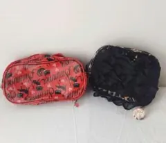 【旧SWIMMER】廃盤フリルポーチ 2点セット（黒猫柄・プードル柄）