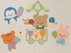 [여름 벽 장식] 귀여운 아이스크림 가게 파스텔 색상
