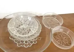 フルーツ柄 ガラス食器セット プレート ボウル　昭和レトロ