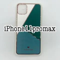 iPhone11promax 幾何学柄ケース　グリーン